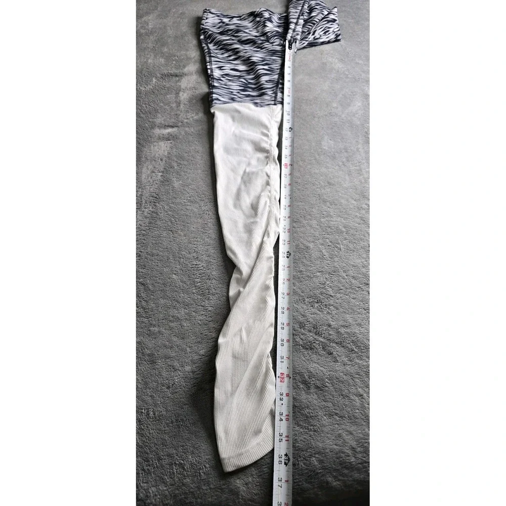 Alo Yoga Goddess Leggings Womens M/L Navy Wave Color Block Ribbed Ruched READ